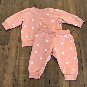 H&M Baby Pink and White Polka Dot Matching Set